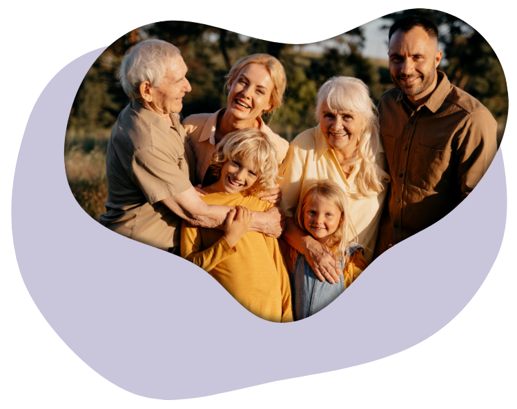 Happy multi-generational family